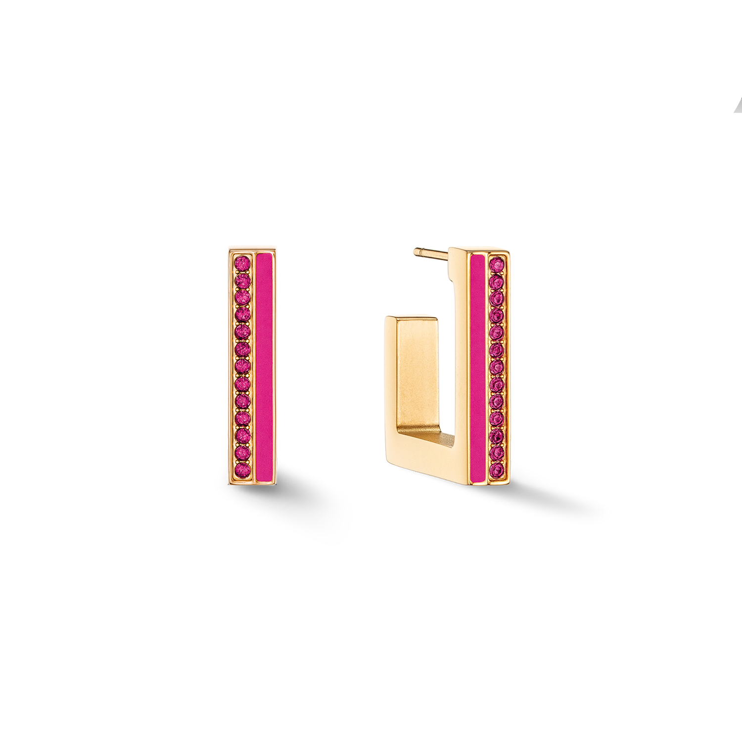 Earrings Hoops Square Stripes 20 gold-pink