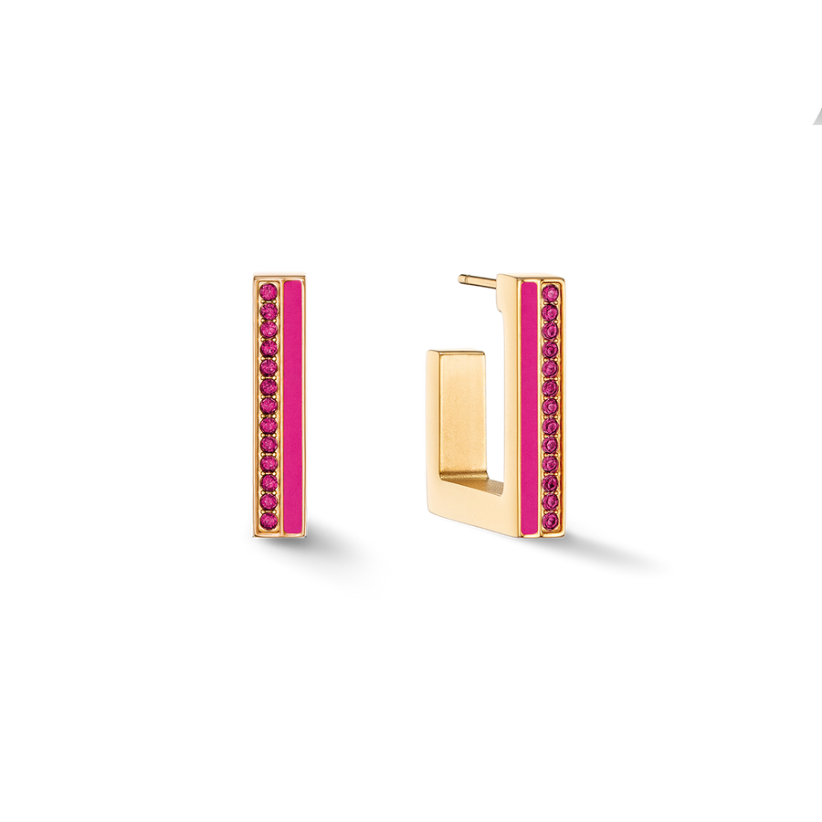 Earrings Hoops Square Stripes 20 gold-pink
