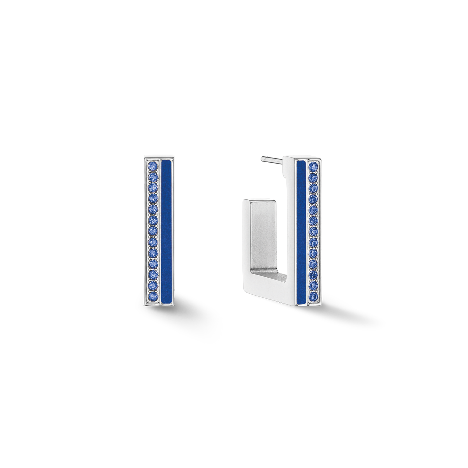 Earrings Hoops Square Stripes 20 silver-blue