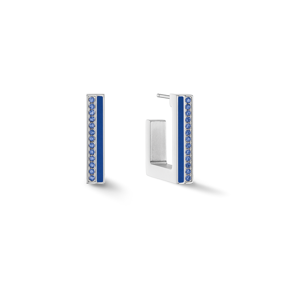 Earrings Hoops Square Stripes 20 silver-blue