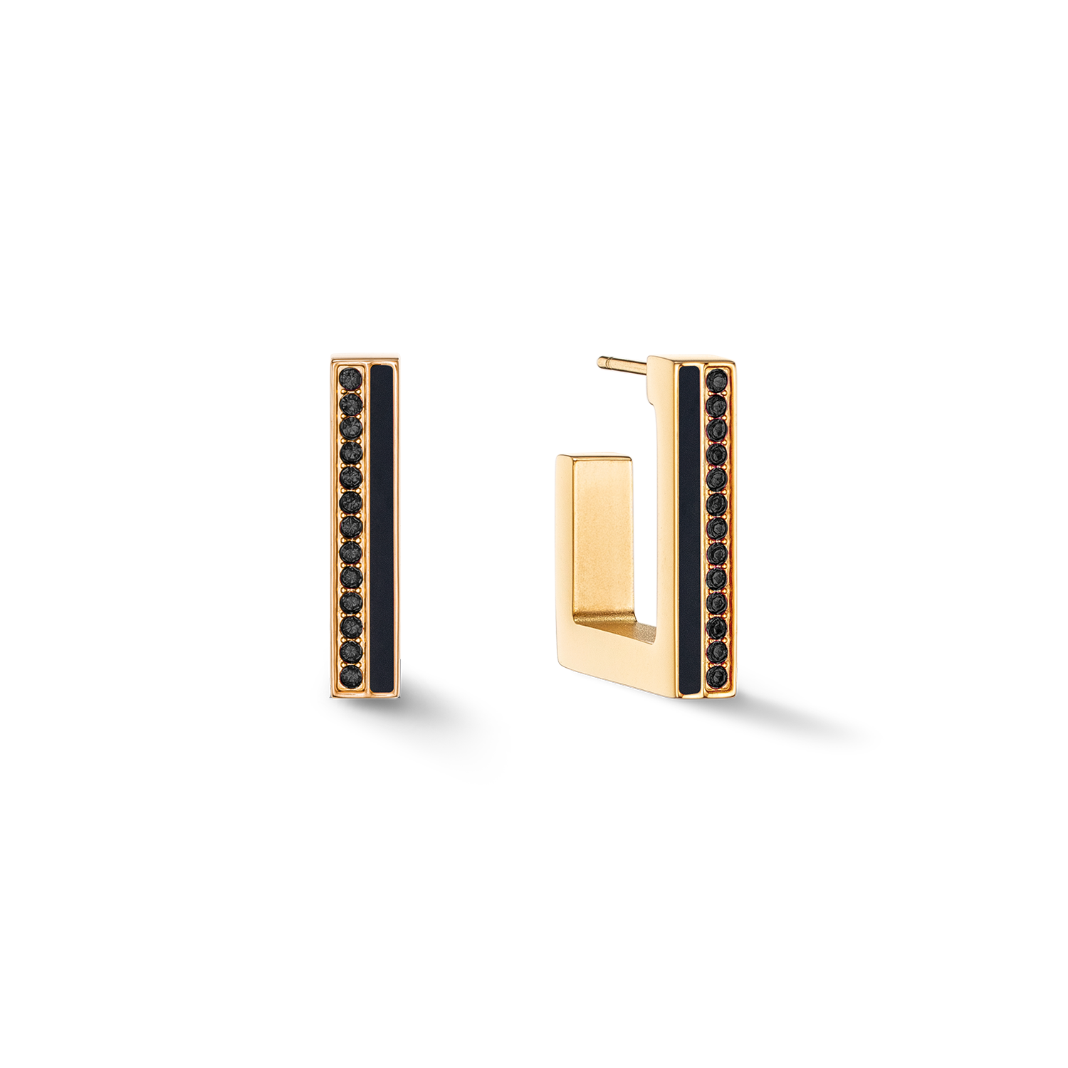 Earrings Hoops Square Stripes 20 gold-black
