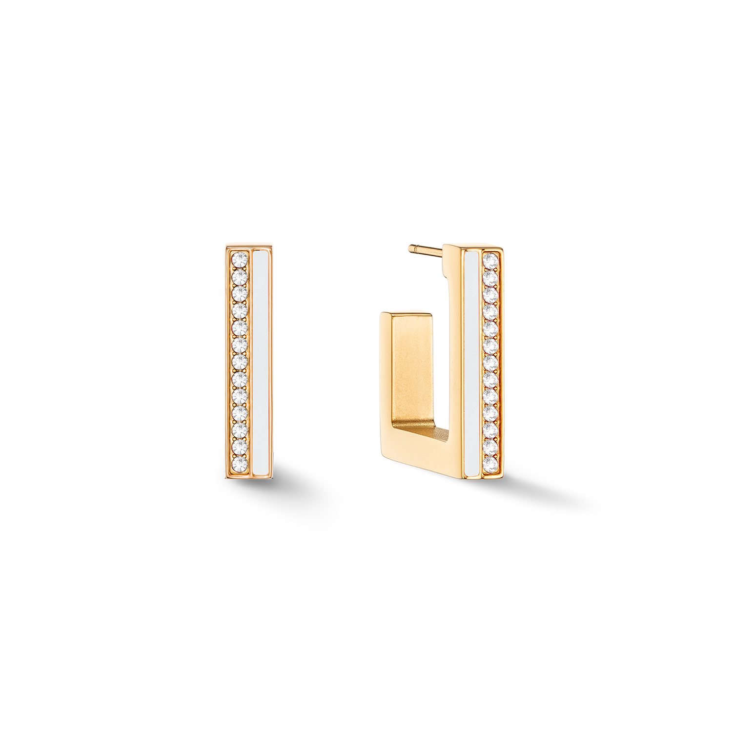 Earrings Hoops Square Stripes 20 gold-white