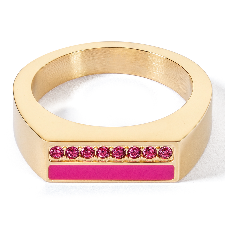 Ring Square Stripes gold-pink