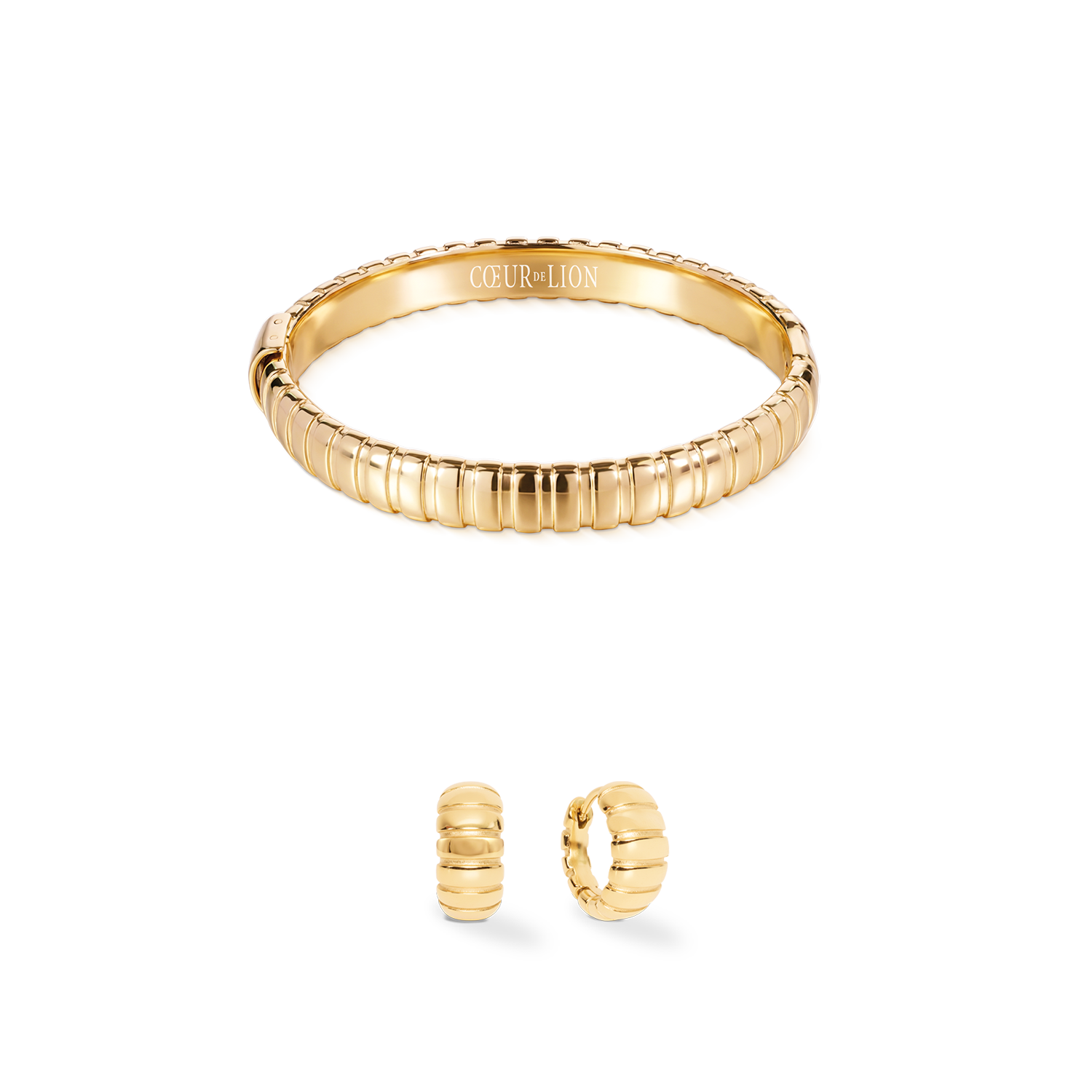 Structure Hoop Earrings Gold
