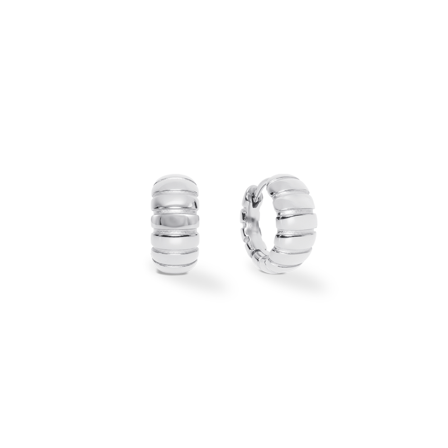 Structure Hoop Earrings Silver
