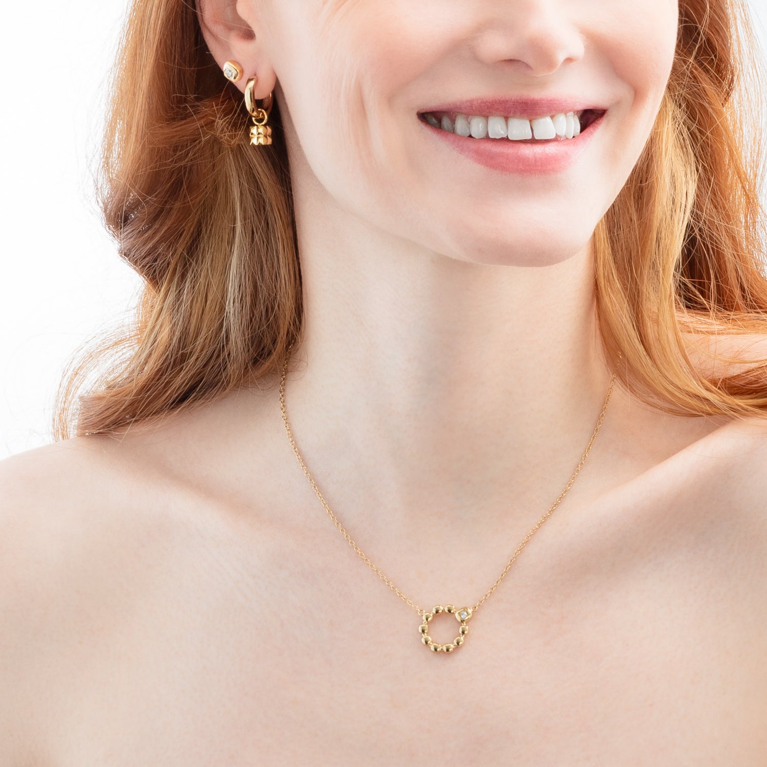 Hoop Earrings Spikes Cube gold