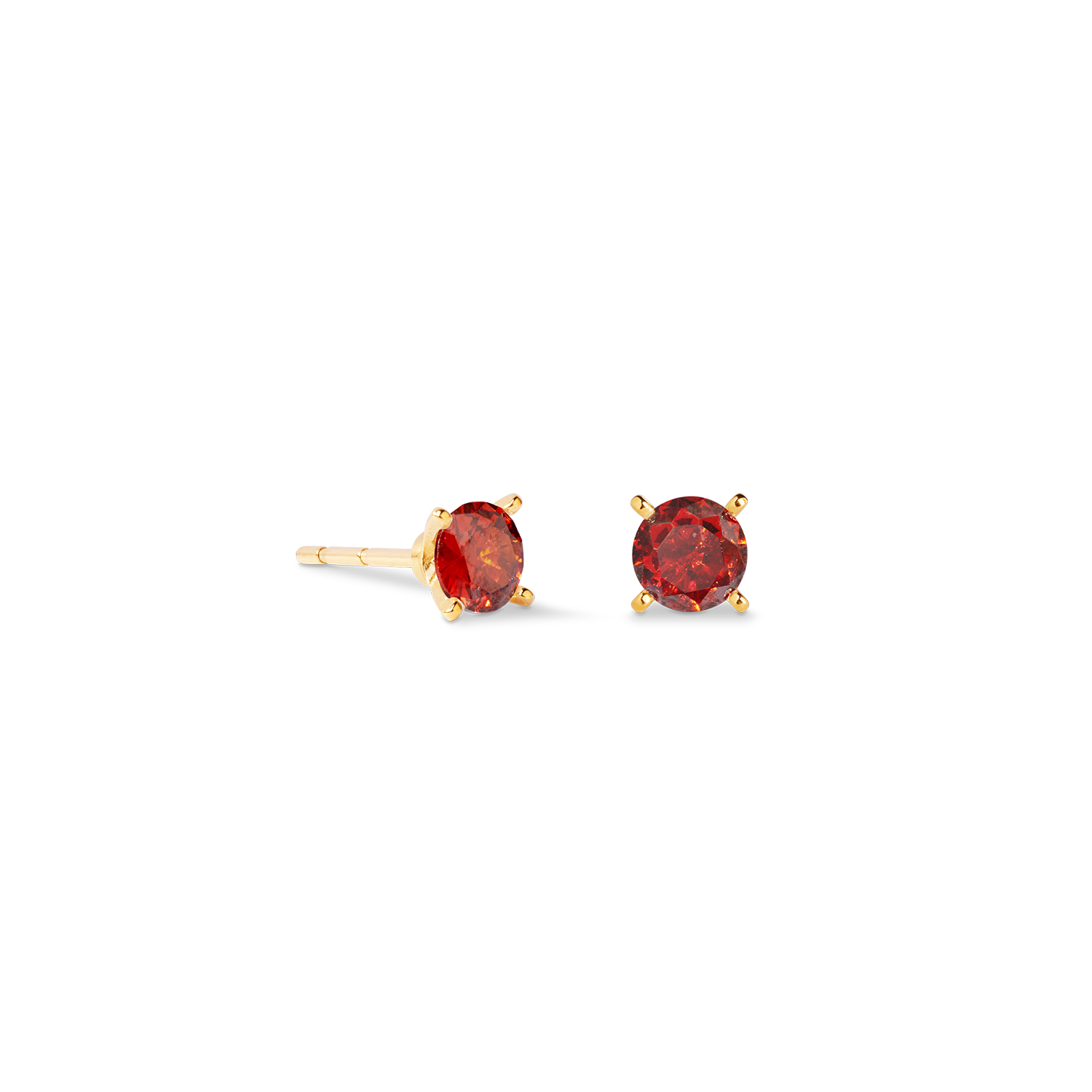 Stud earrings Glam Dot 5 mm gold-red