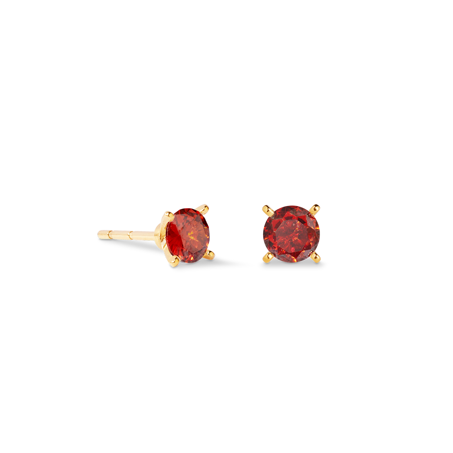 Stud earrings Glam Dot 5 mm gold-red