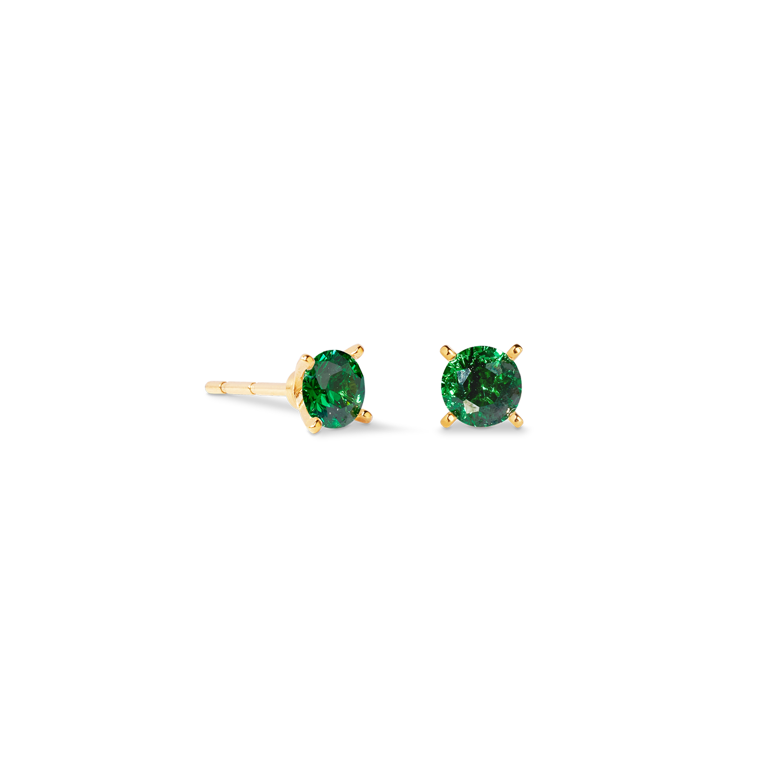 Stud earrings Glam Dot 5 mm gold-dark green