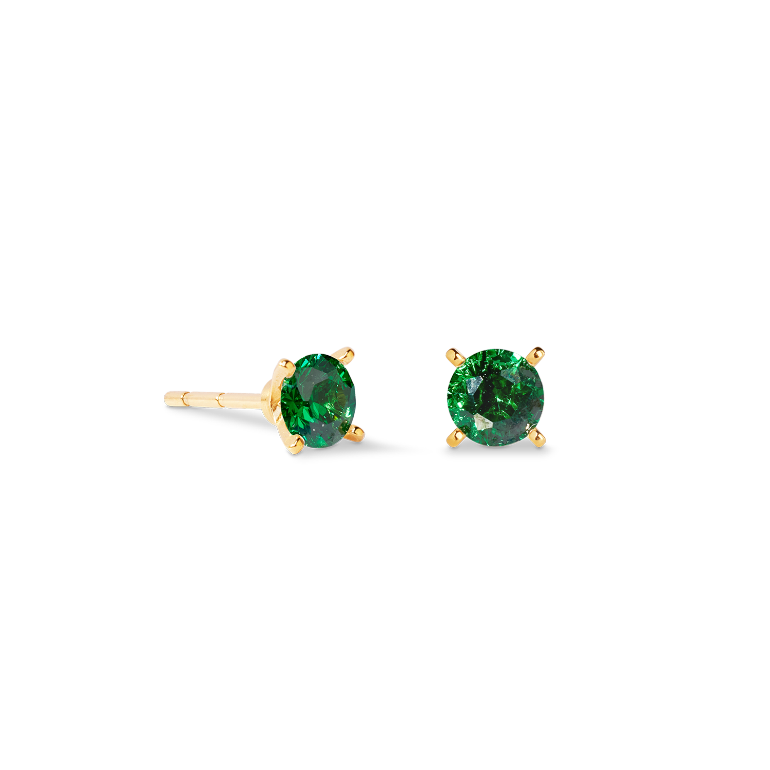 Stud earrings Glam Dot 5 mm gold-dark green
