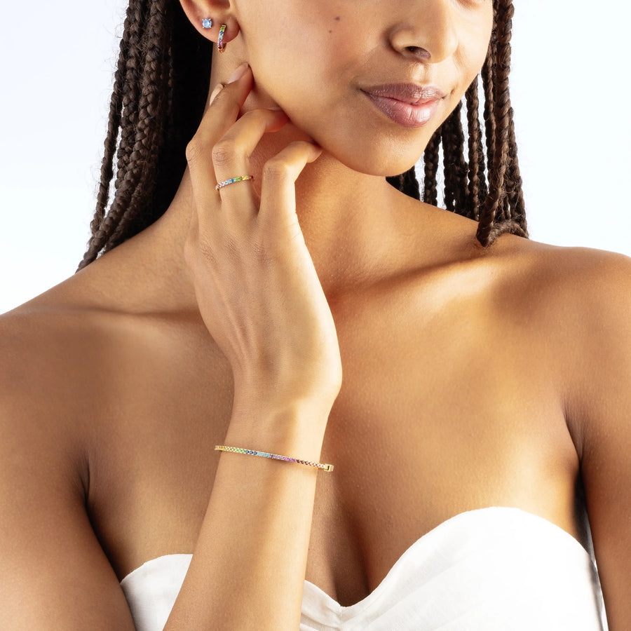 Stud earrings Glam Dot 5 mm gold-blue