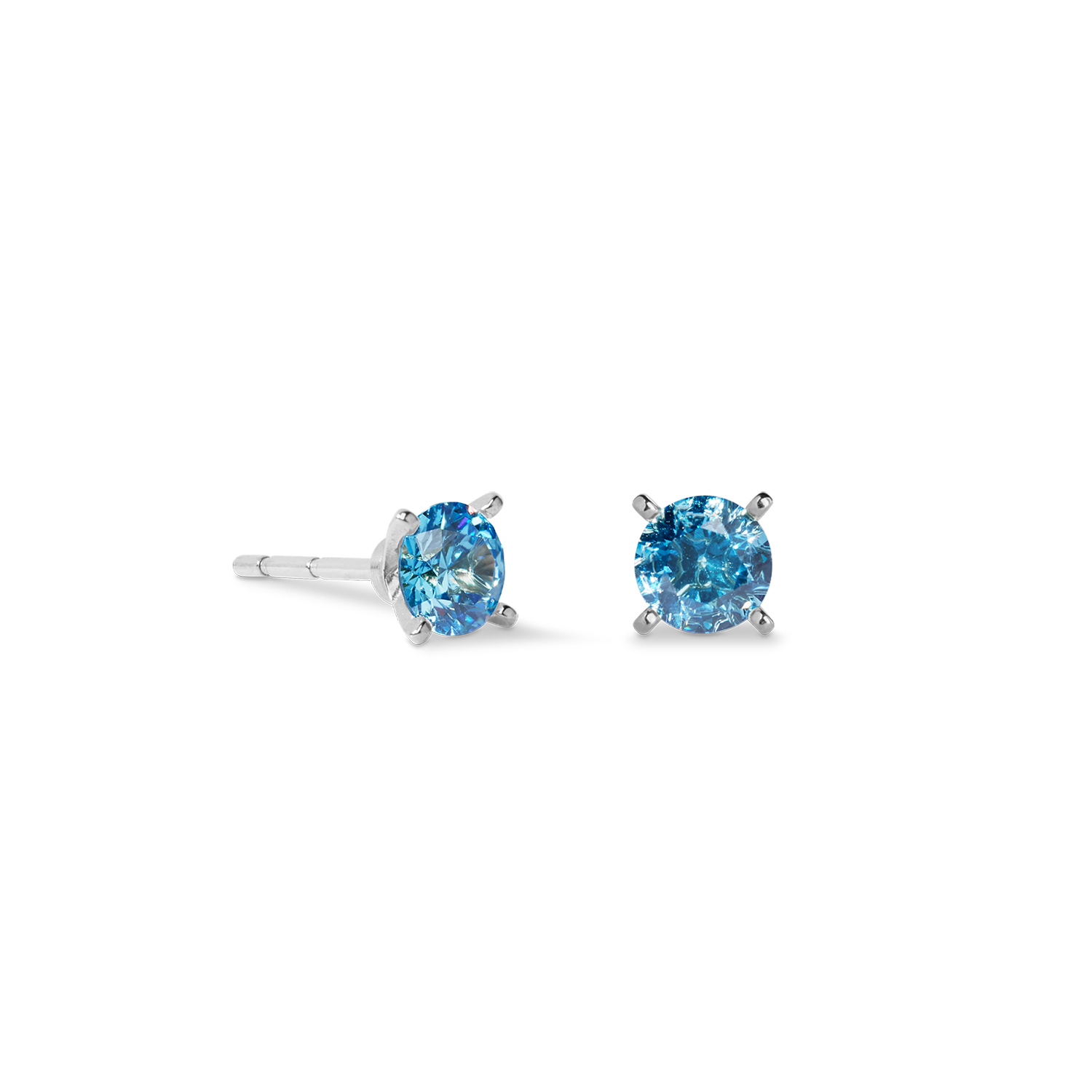 Stud earrings Glam Dot 5 mm silver-blue