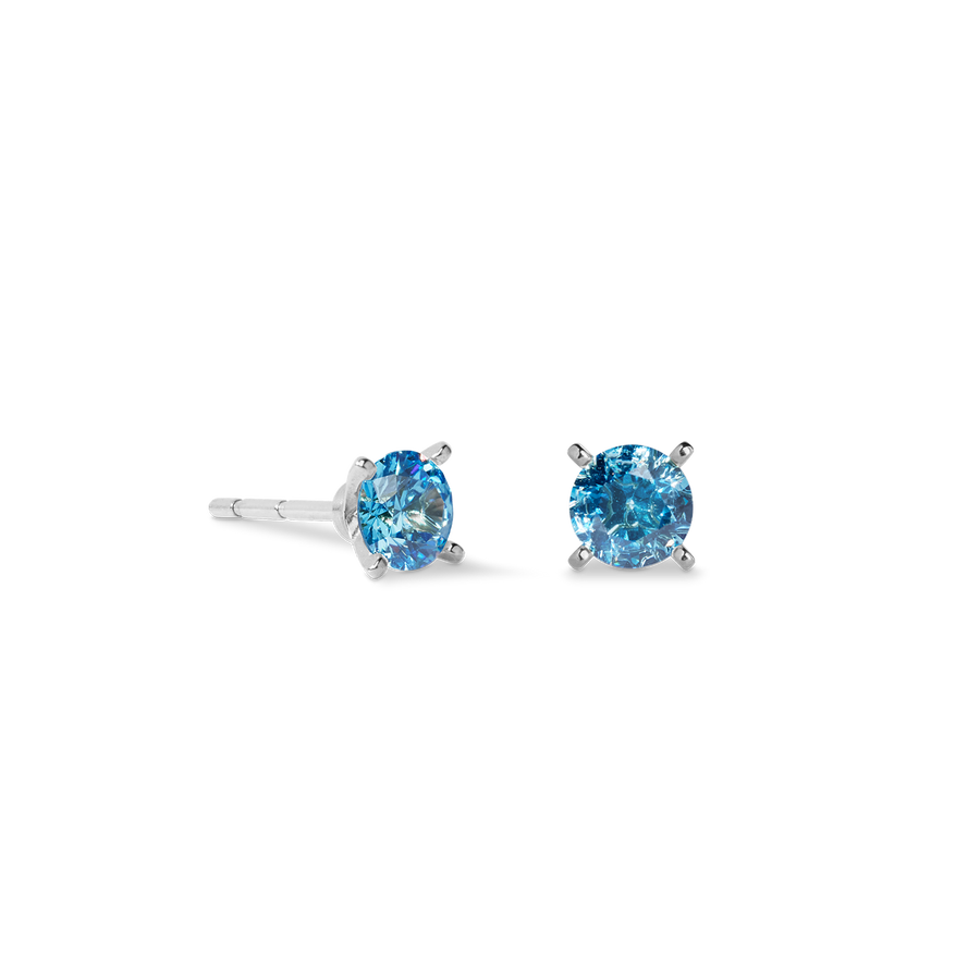 Stud earrings Glam Dot 5 mm silver-blue