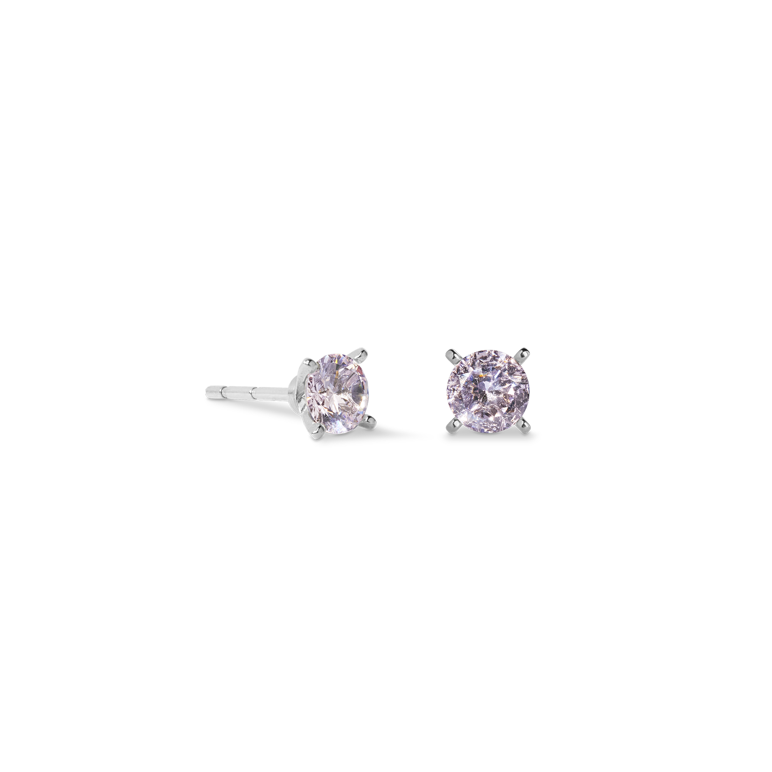 Stud earrings Glam Dot 5 mm silver-pink