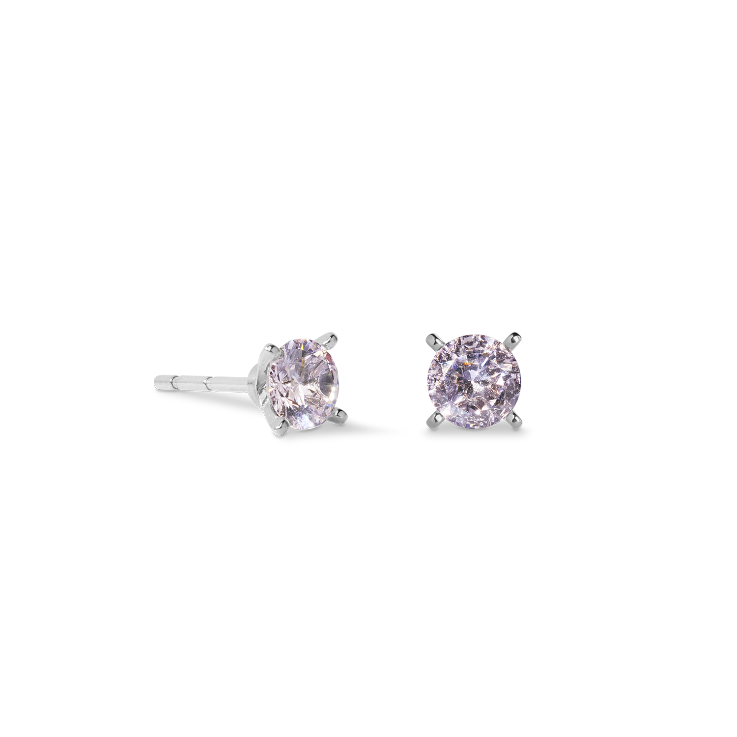 Stud earrings Glam Dot 5 mm silver-pink