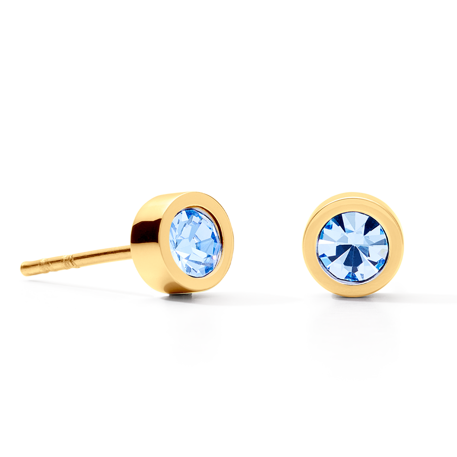Earrings Sparkling Dot gold light blue