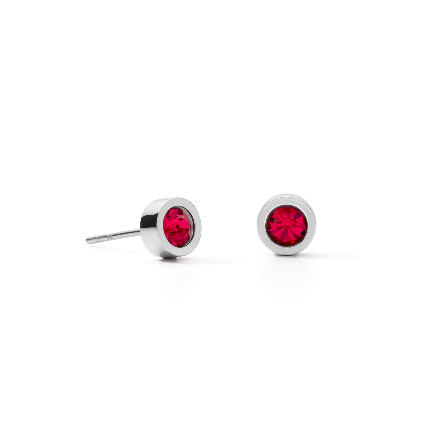 Earrings Crystal & stainless steel silver red