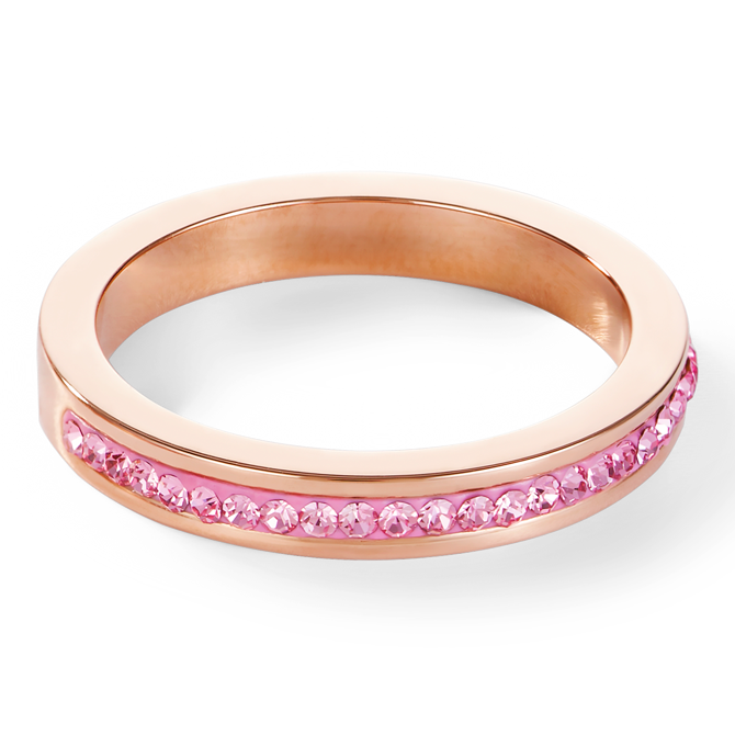 Ring slimstainless steel rose gold & crystals pavé light rose