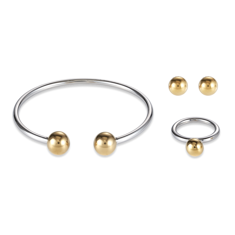 Ring stainless steel ball small gold