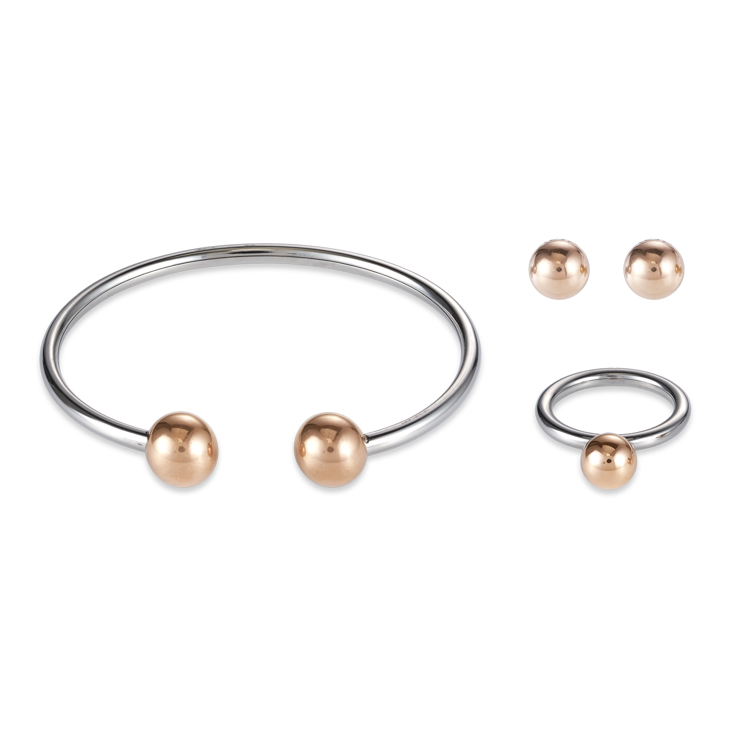 Ring stainless steel ball small rose gold