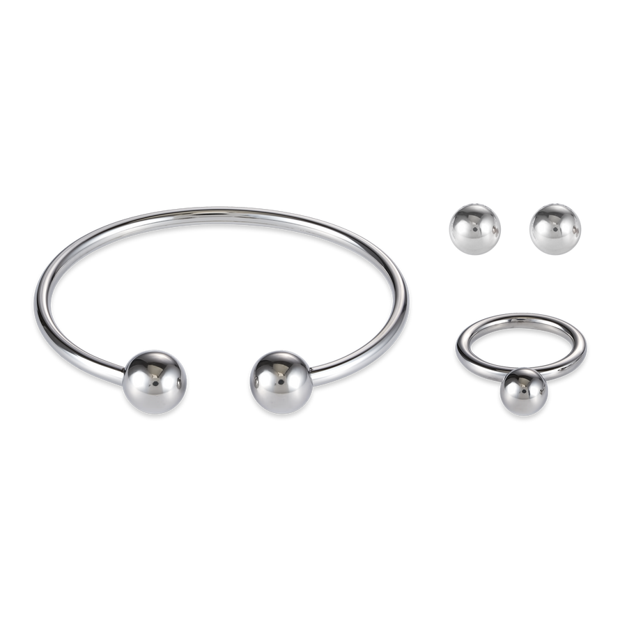 Ring stainless steel ball small silver