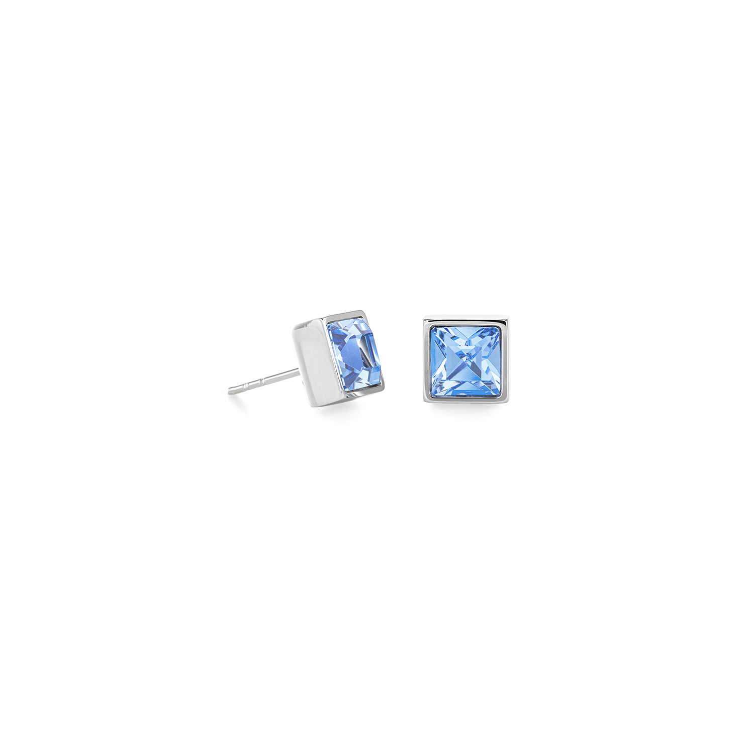Brilliant Square big earrings silver light blue