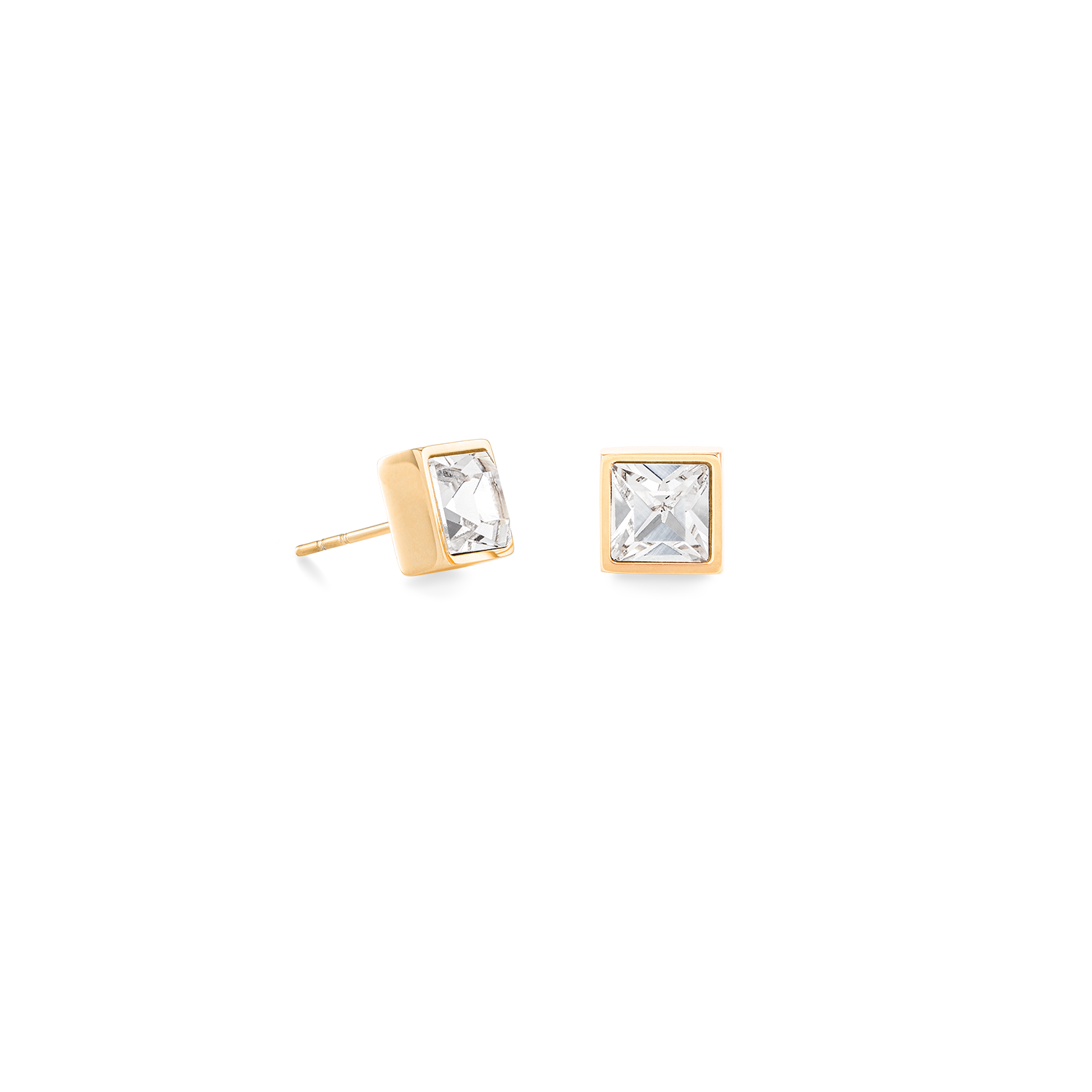 Brilliant Square big earrings gold crystal