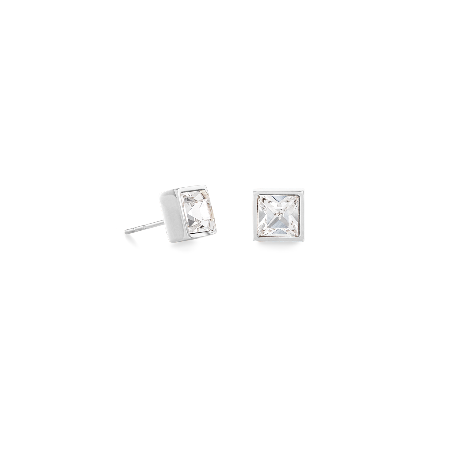 Brilliant Square big earrings silver crystal