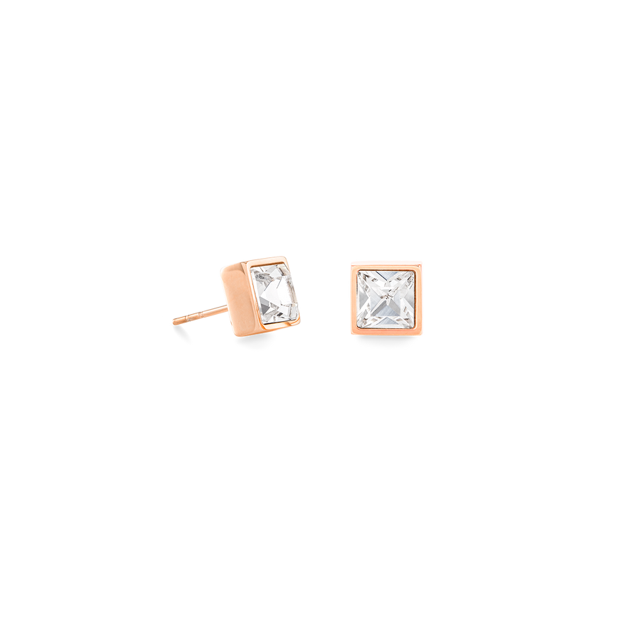Brilliant Square big earrings roségold crystal