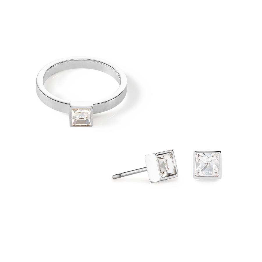 Brilliant Square small earrings silver crystal