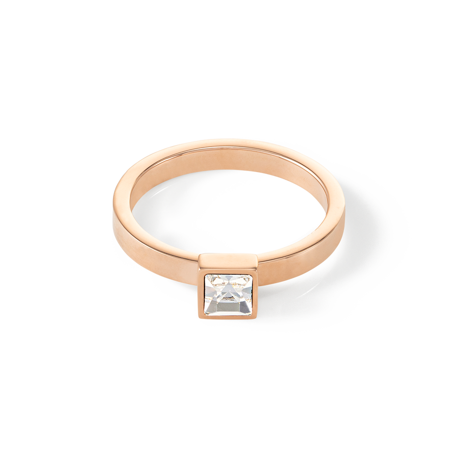 Brilliant Square small ring rose gold crystal