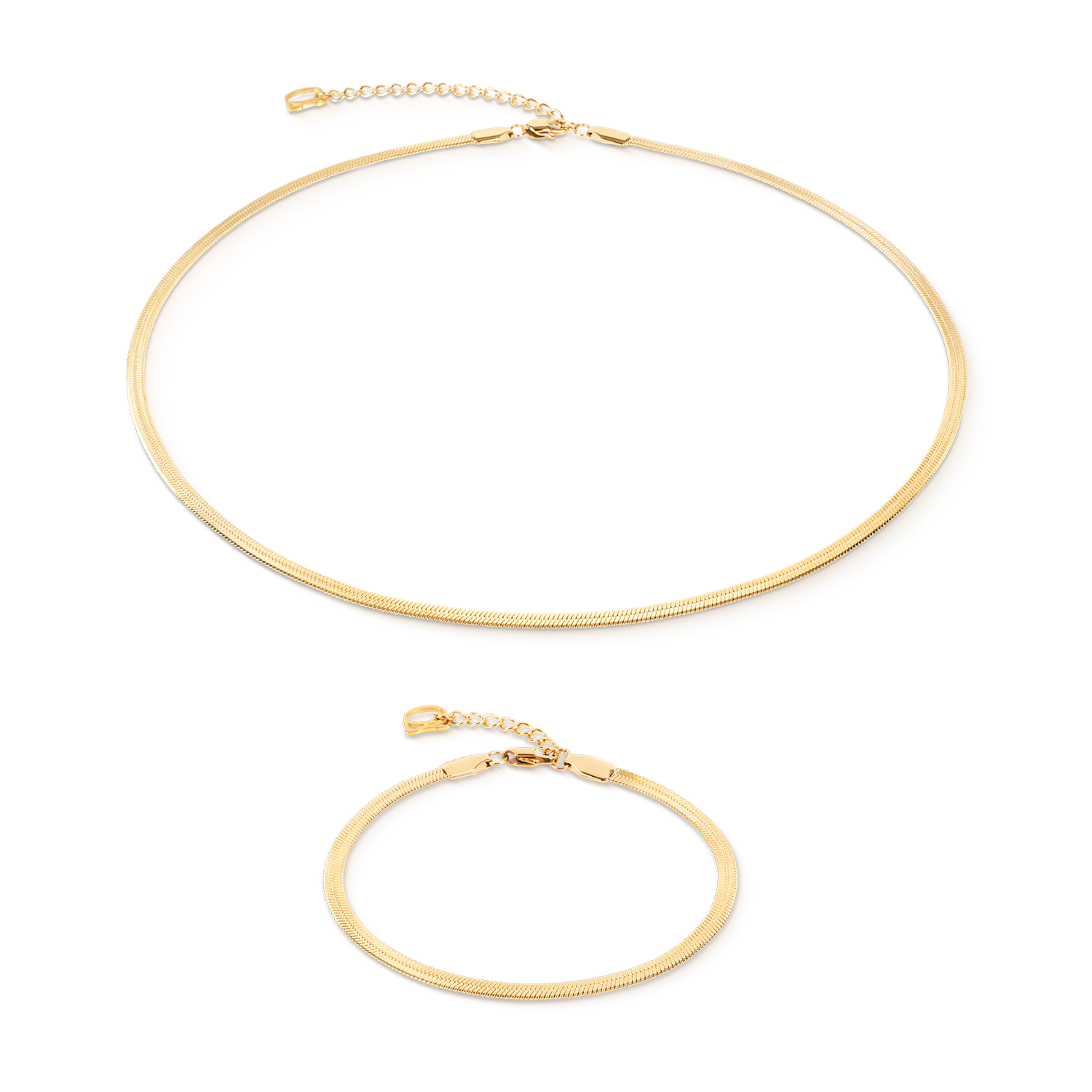 Flat Snake Chain Necklace Gold
