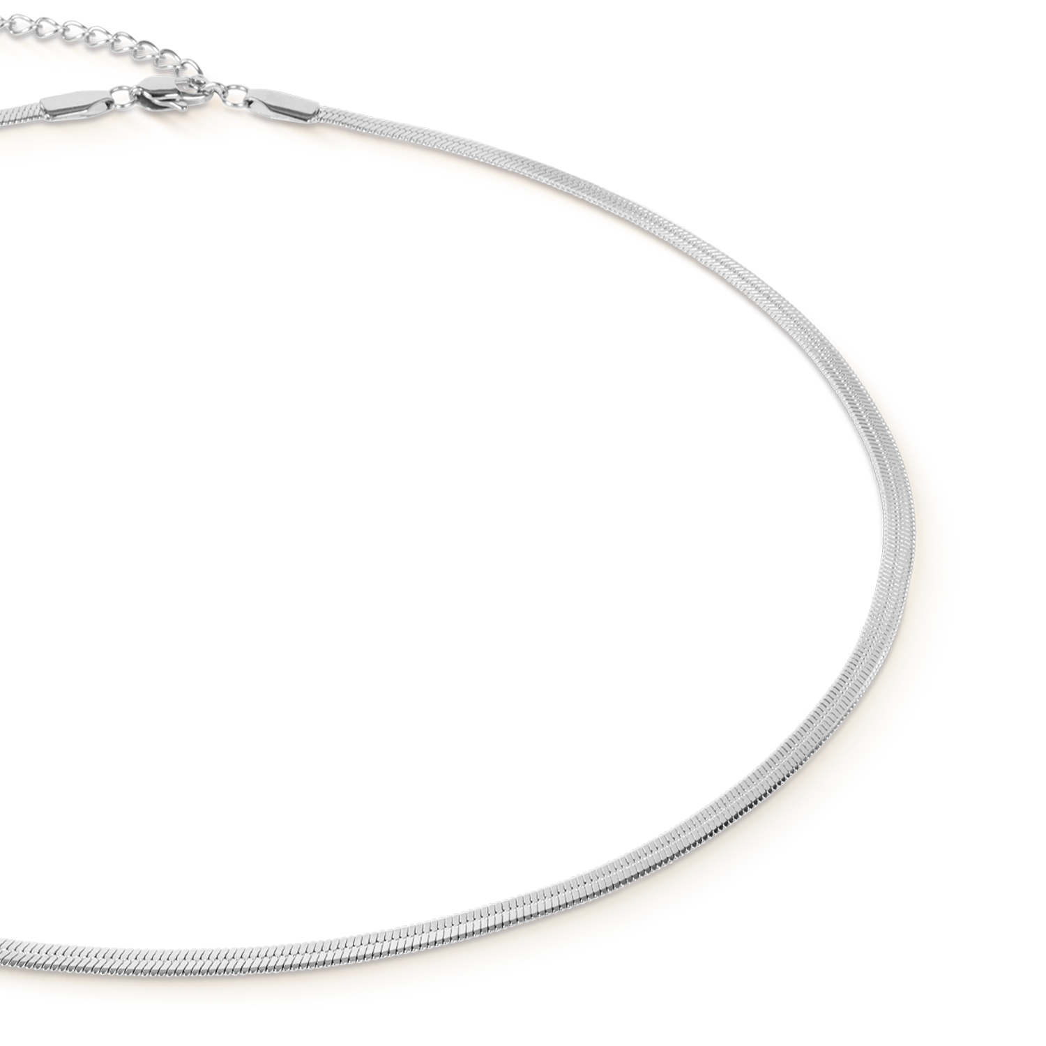 Flat Snake Chain Necklace Silver