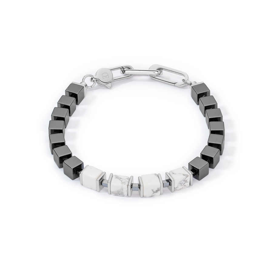 Unisex bracelet precious cubes white