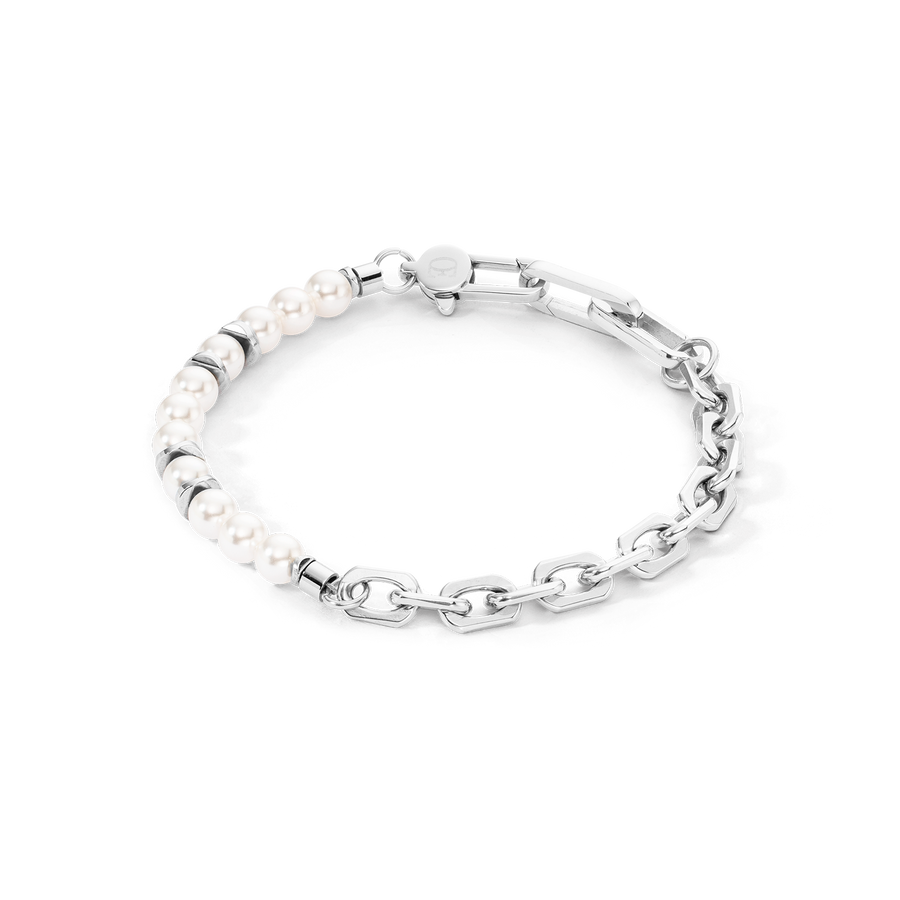 Bracelet Pearls Fusion link chain white