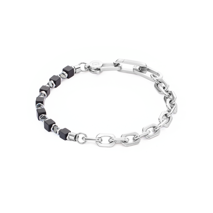 Bracelet Cubes Fusion link chain black