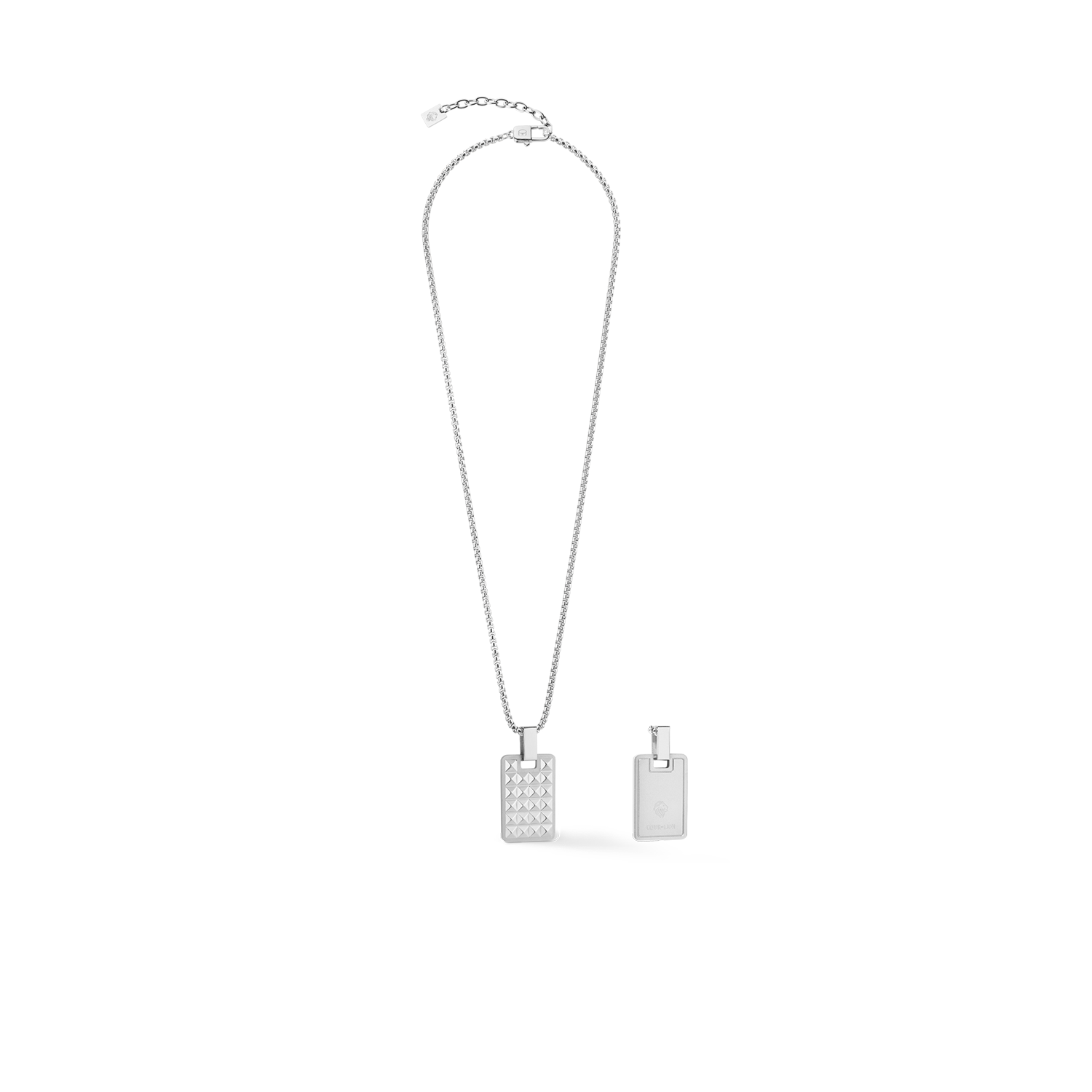 Spikes Silver Stainless Steel Necklace with Reversible Pendant