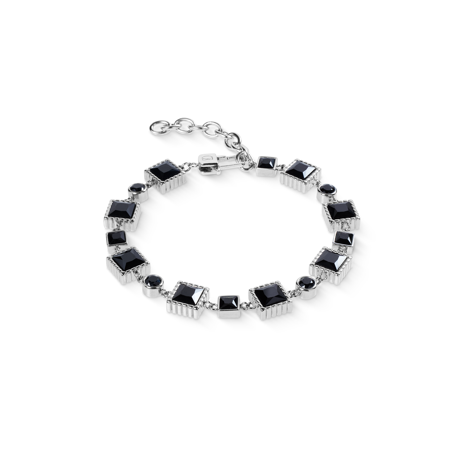 Geometry Bracelet with Spinel and Stainless Steel Silver-Black