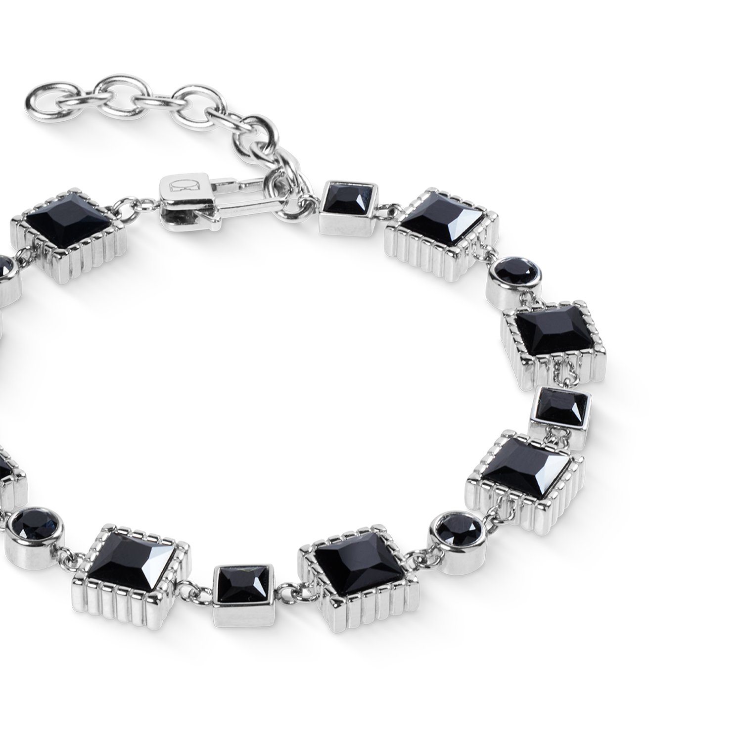 Geometry Bracelet with Spinel and Stainless Steel Silver-Black