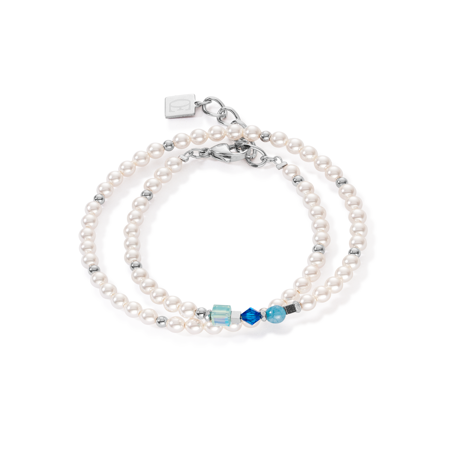 Princess Pearls bracelet Wrap Around silver blue