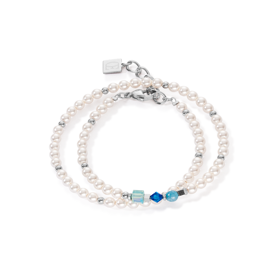 Princess Pearls bracelet Wrap Around silver blue