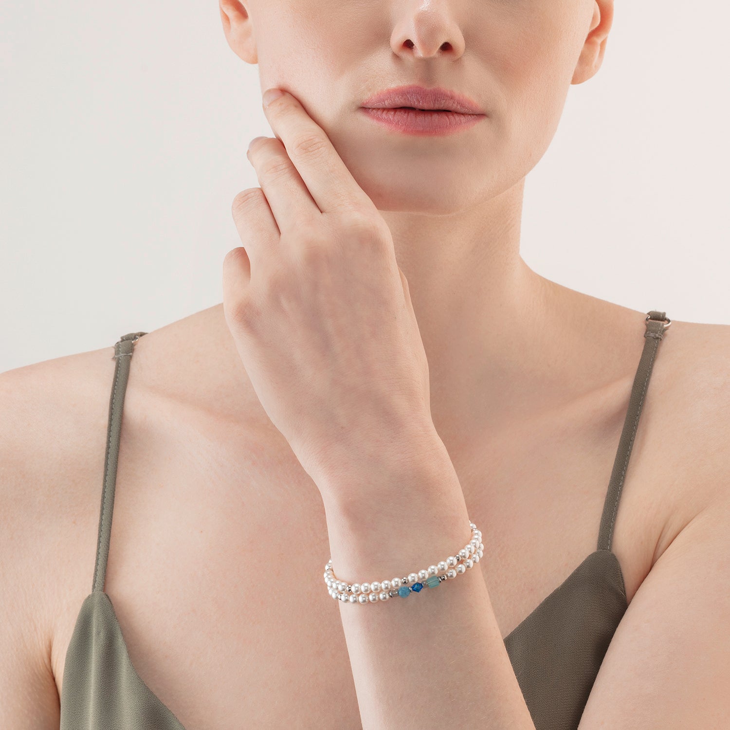 Princess Pearls bracelet Wrap Around silver blue