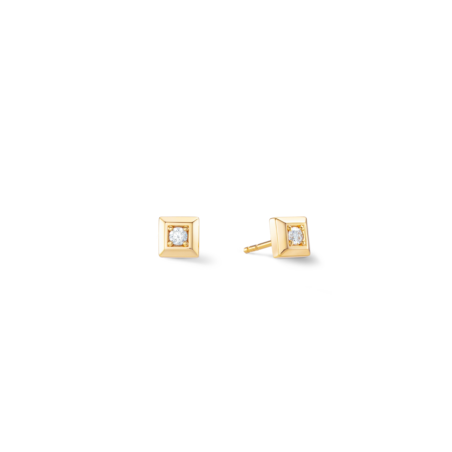 STATEMENT Collection Sparkling Square earrings 6 mm gold
