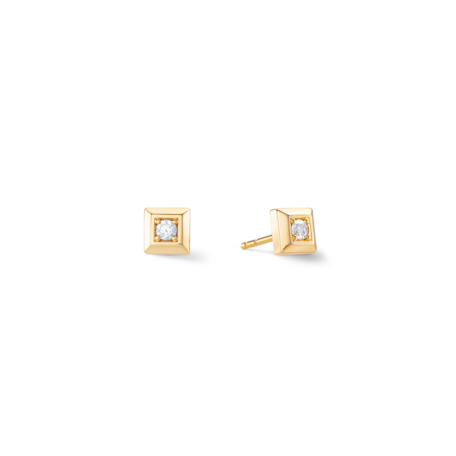 STATEMENT Collection Sparkling Square earrings 6 mm gold