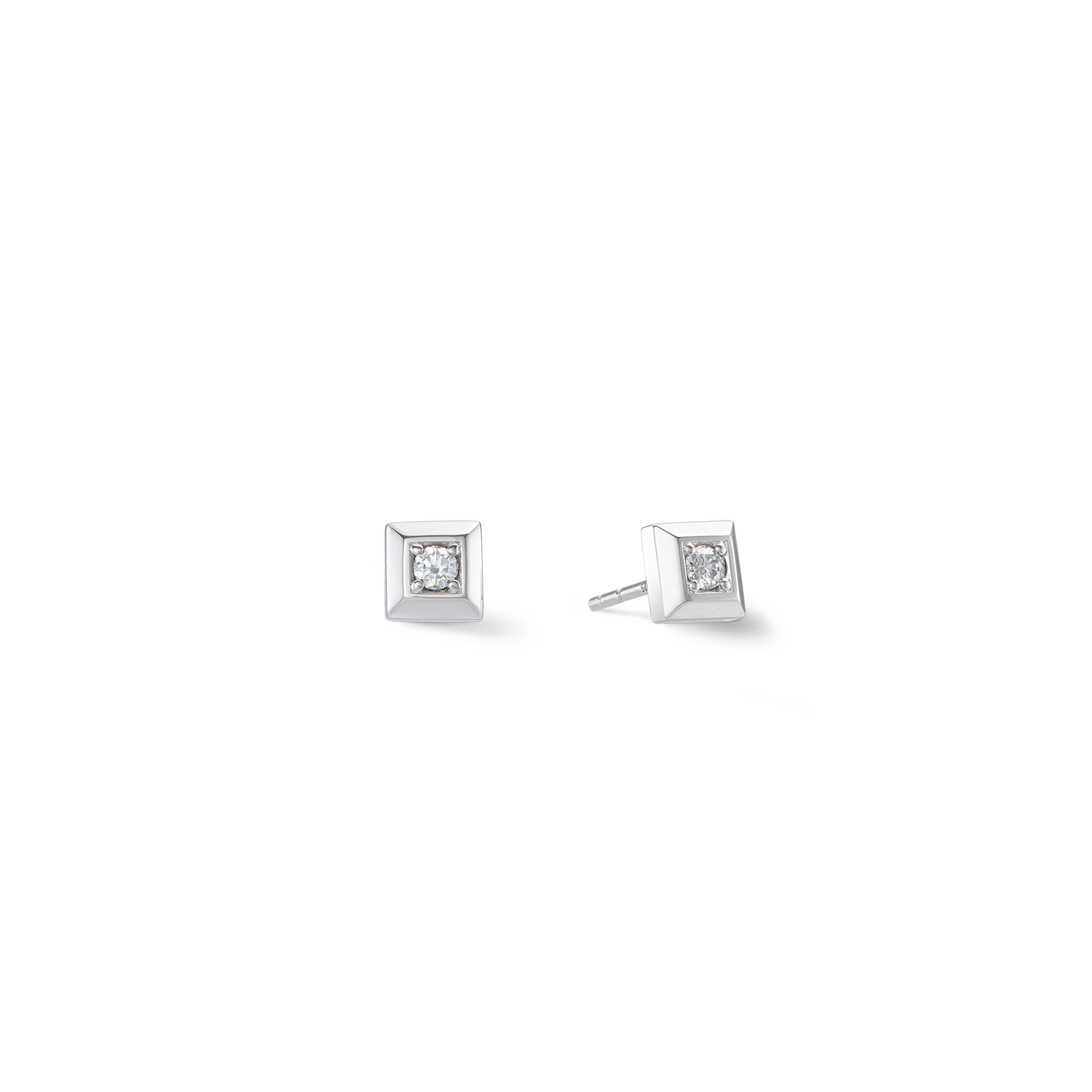 STATEMENT Collection Sparkling Square earrings 6 mm silver