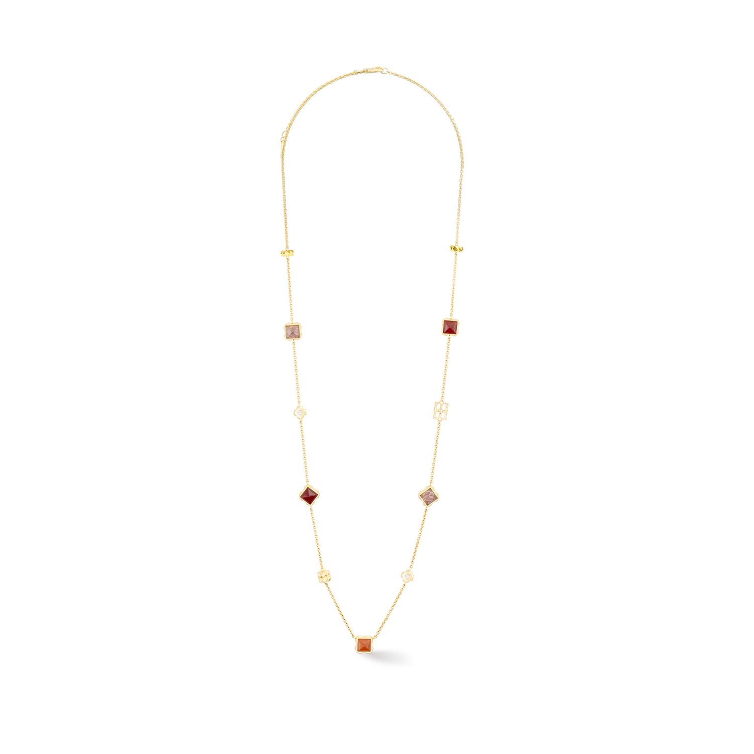 STATION Collection necklace long gold-red