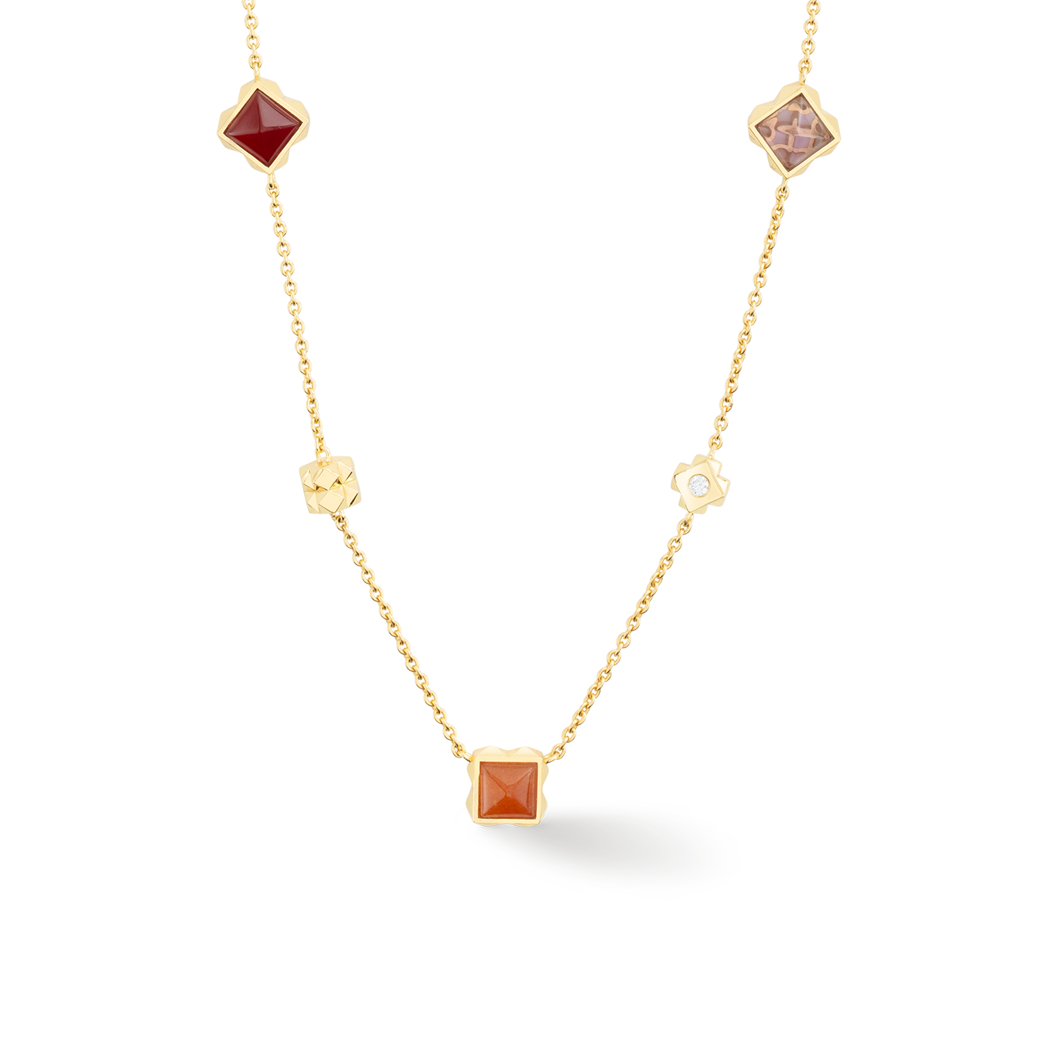 STATION Collection necklace long gold-red