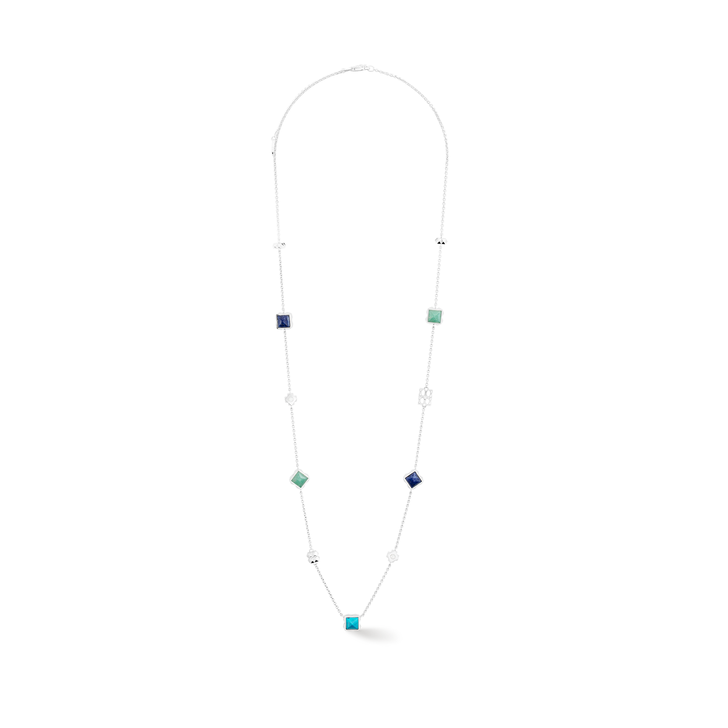 STATION Collection necklace long silver-blue