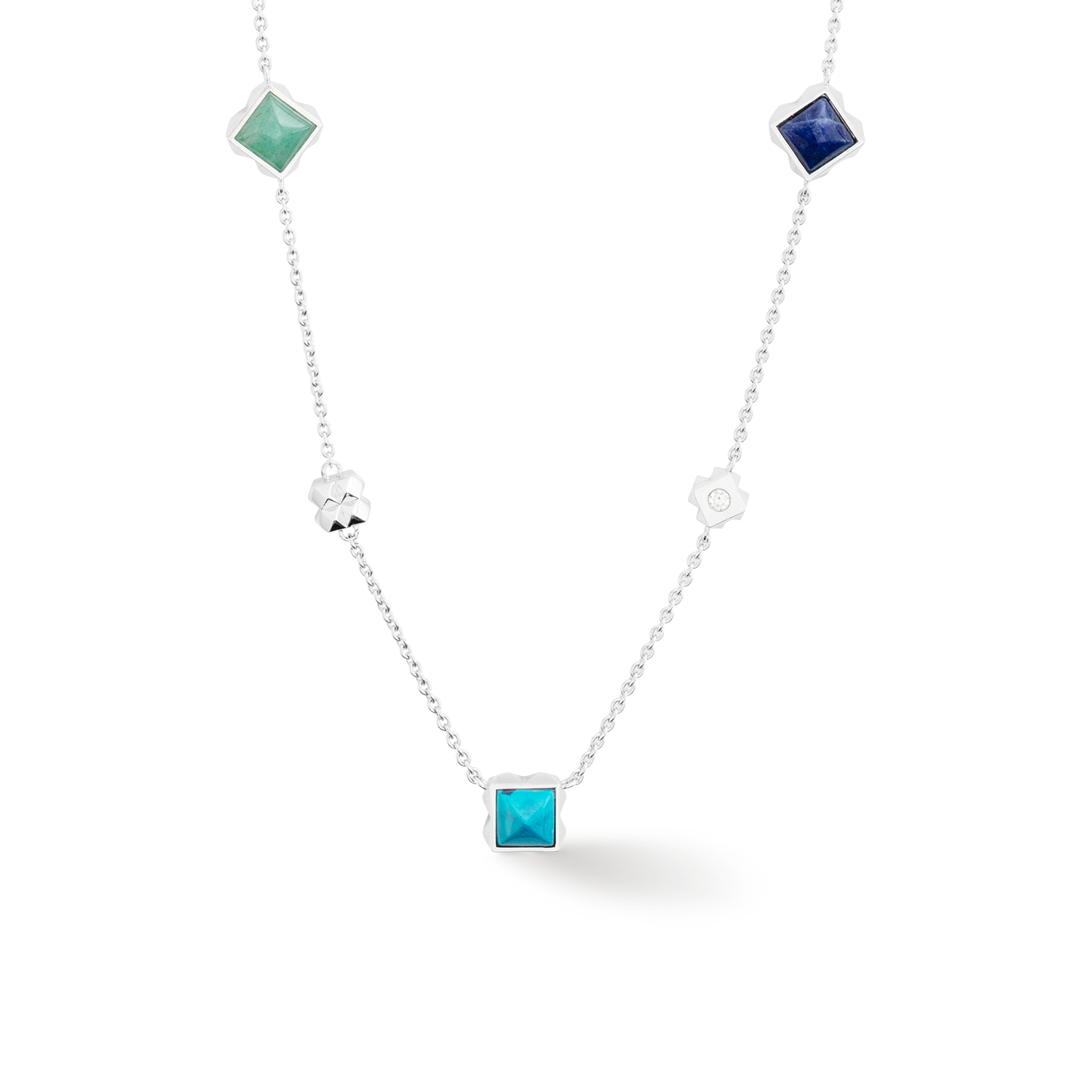 STATION Collection necklace long silver-blue