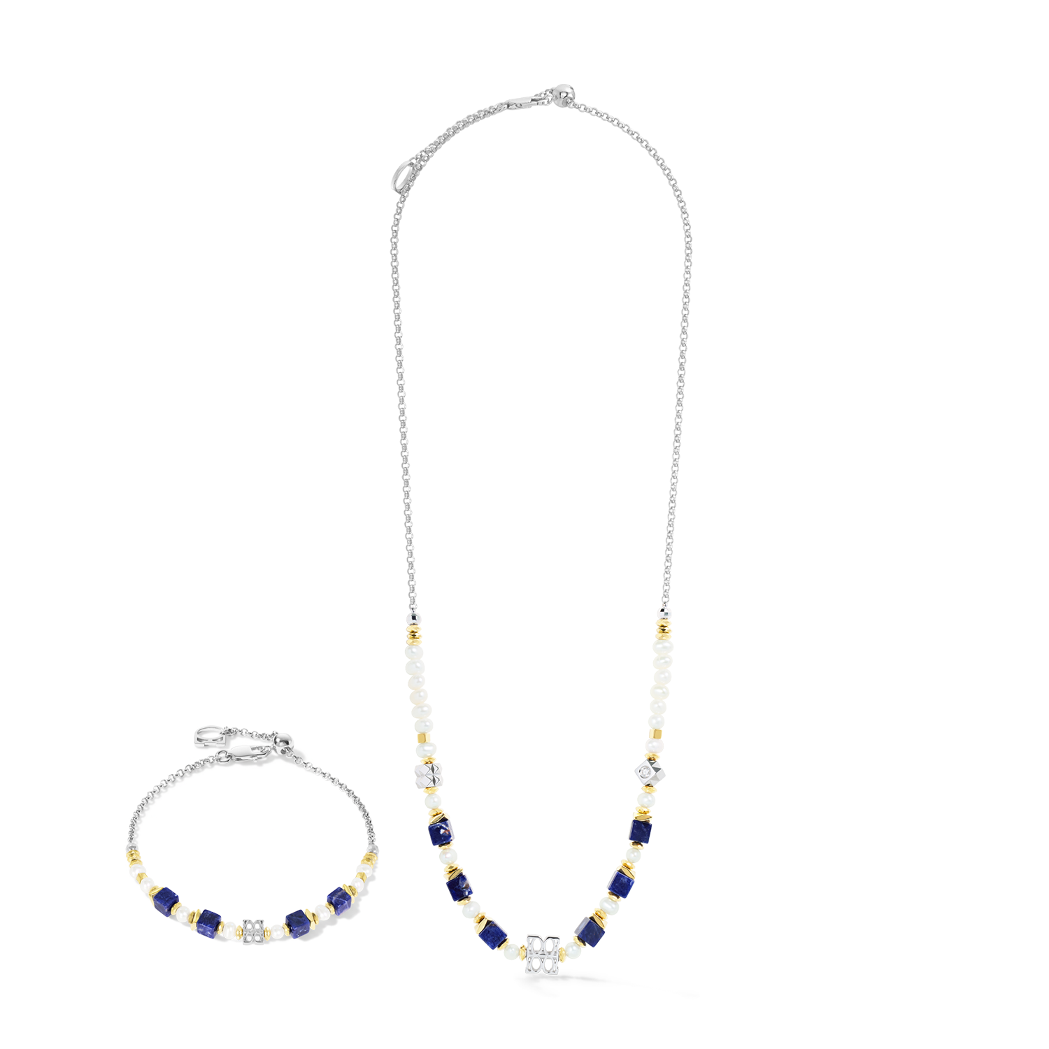 COEUR DE LION ICONIC Collection Signature Necklace Silver-Blue – Set image